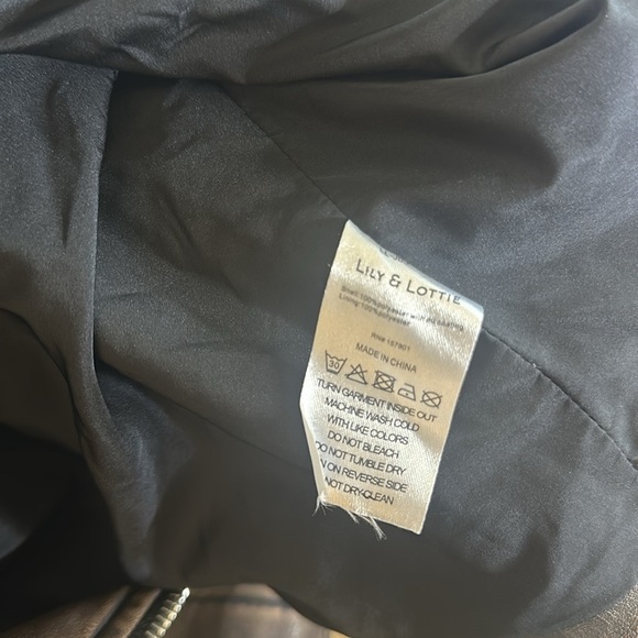 Lily & Lottie Akira Moto Jacket Asymmetrical Zip Front Closure Brown Size S - Picture 11 of 11